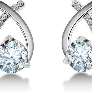 Silver Drop Waterdrop Earrings with Cubic Zirconia, Hypoallergenic, Light, Elega